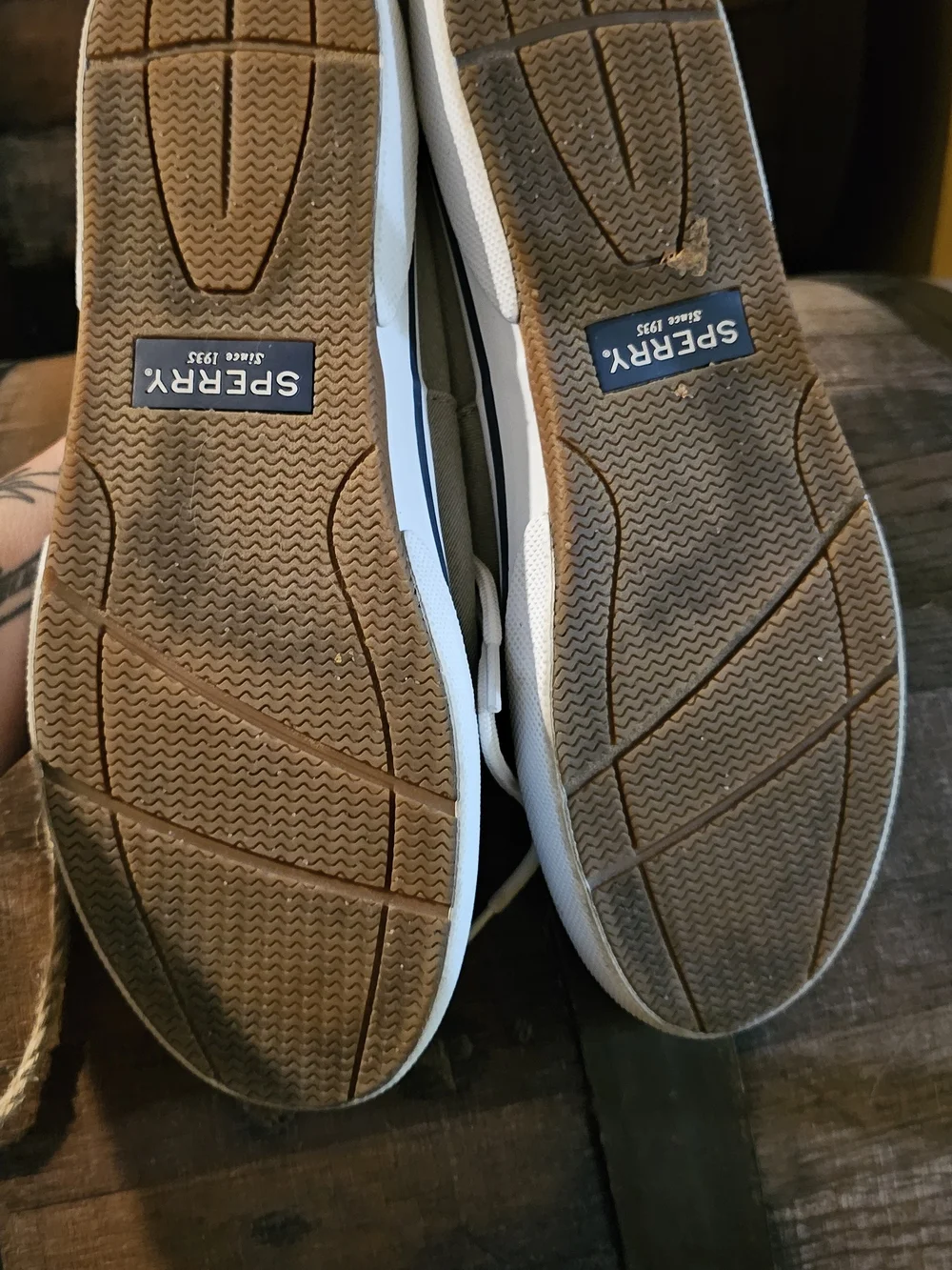Sperry Classic Boat Shoe in Gray and Navy with White Laces